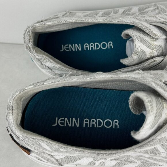 Jenn Ardor Womens Size 6.5 Gray Animal Print Slip On Laceless Canvas Sneakers - Picture 8 of 13